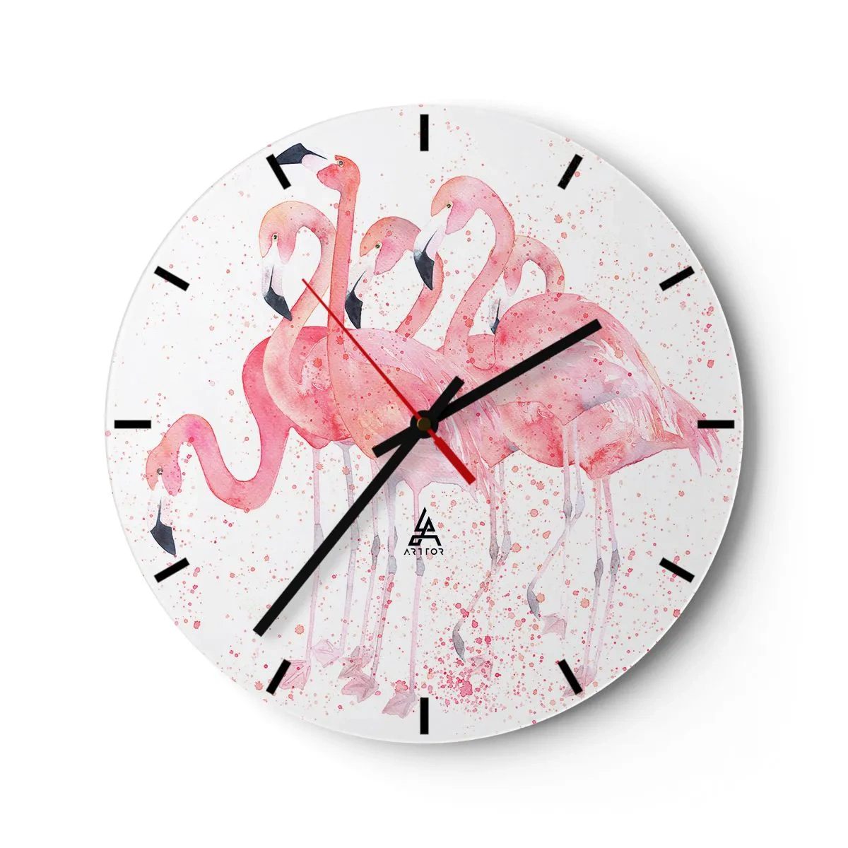 Wanduhr - Glasuhr - Rosa Ensemble - 40x40 cm