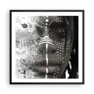 Poster in einem schwarzem Rahmen - Entdecke den Urgeist - 60x60 cm