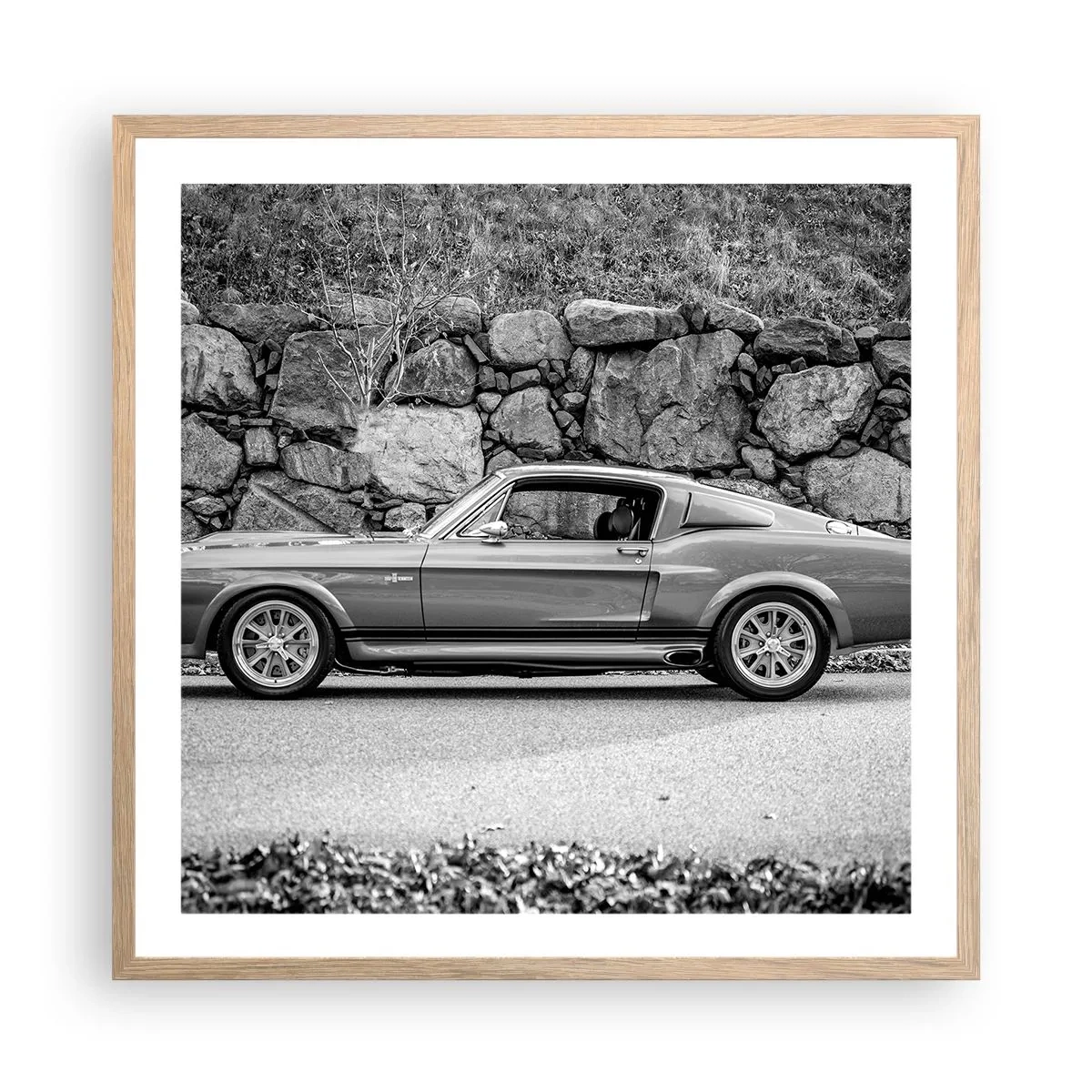 Poster in einem Rahmen aus heller Eiche - Die Legende der 1960er - 60x60 cm