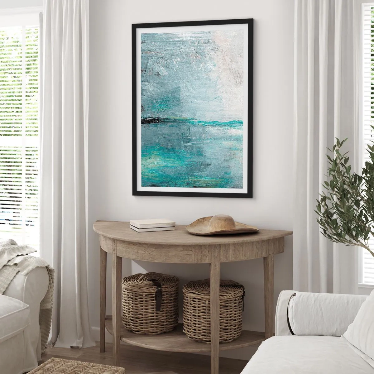 Poster in einem schwarzem Rahmen - Horizontal in Blau - 40x50 cm