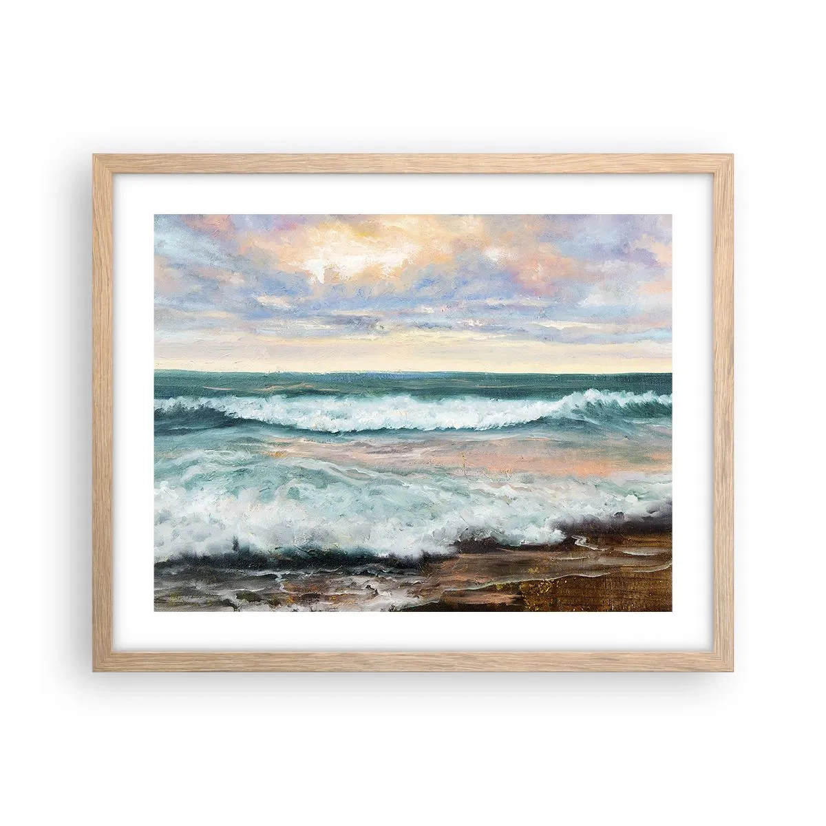 Poster in einem Rahmen aus heller Eiche - Hier werden Sie Ihre Seele baumeln lassen - 50x40 cm