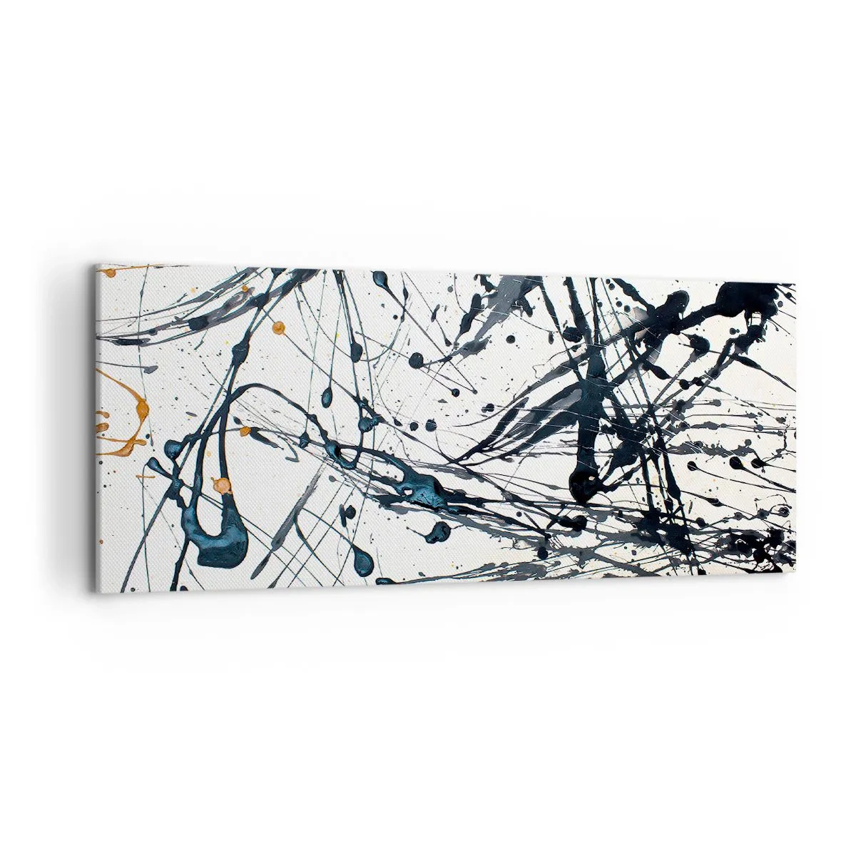 Bild auf Leinwand - Leinwandbild - Ein abstraktes Gemälde mit Farbspritzern in dynamischen Mustern. - 120x50cm - Expressionistische Abstraktion - Moderne Wanddekoration für Wohnzimmer und Schlafzimmer ARTTOR
