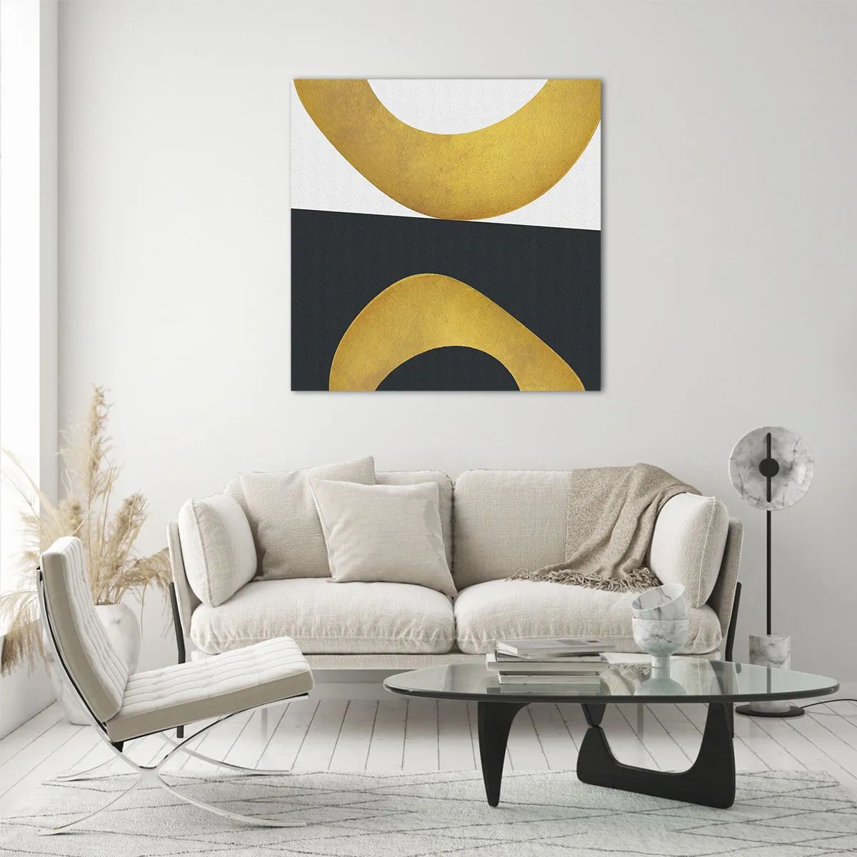 Glasbild - Bild auf glas - Erstens: Gold - 50x50 cm