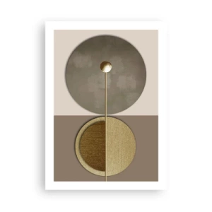 Poster - Moderne geometrische Abstraktion in Gold- und Beigetönen - 50x70cm - Perfekte Balance - Moderne Wanddekoration für Wohnzimmer und Schlafzimmer ARTTOR