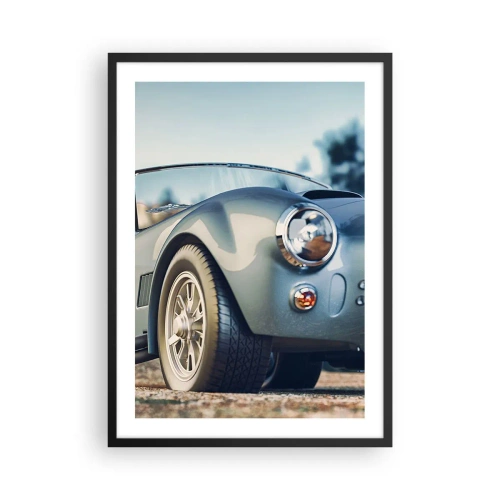 Poster in einem schwarzem Rahmen - Ein klassisches Retro-Auto vor einem unscharfen Hintergrund - 50x70cm - Denn Stil zählt - Moderne Wanddekoration für Wohnzimmer und Schlafzimmer ARTTOR