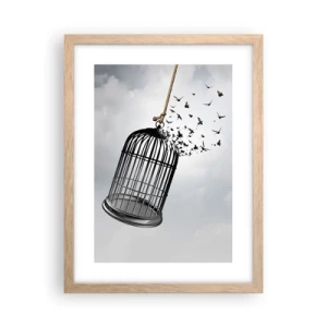 Poster in einem Rahmen aus heller Eiche - Glaube ... Hoffnung ... Freiheit! - 30x40 cm