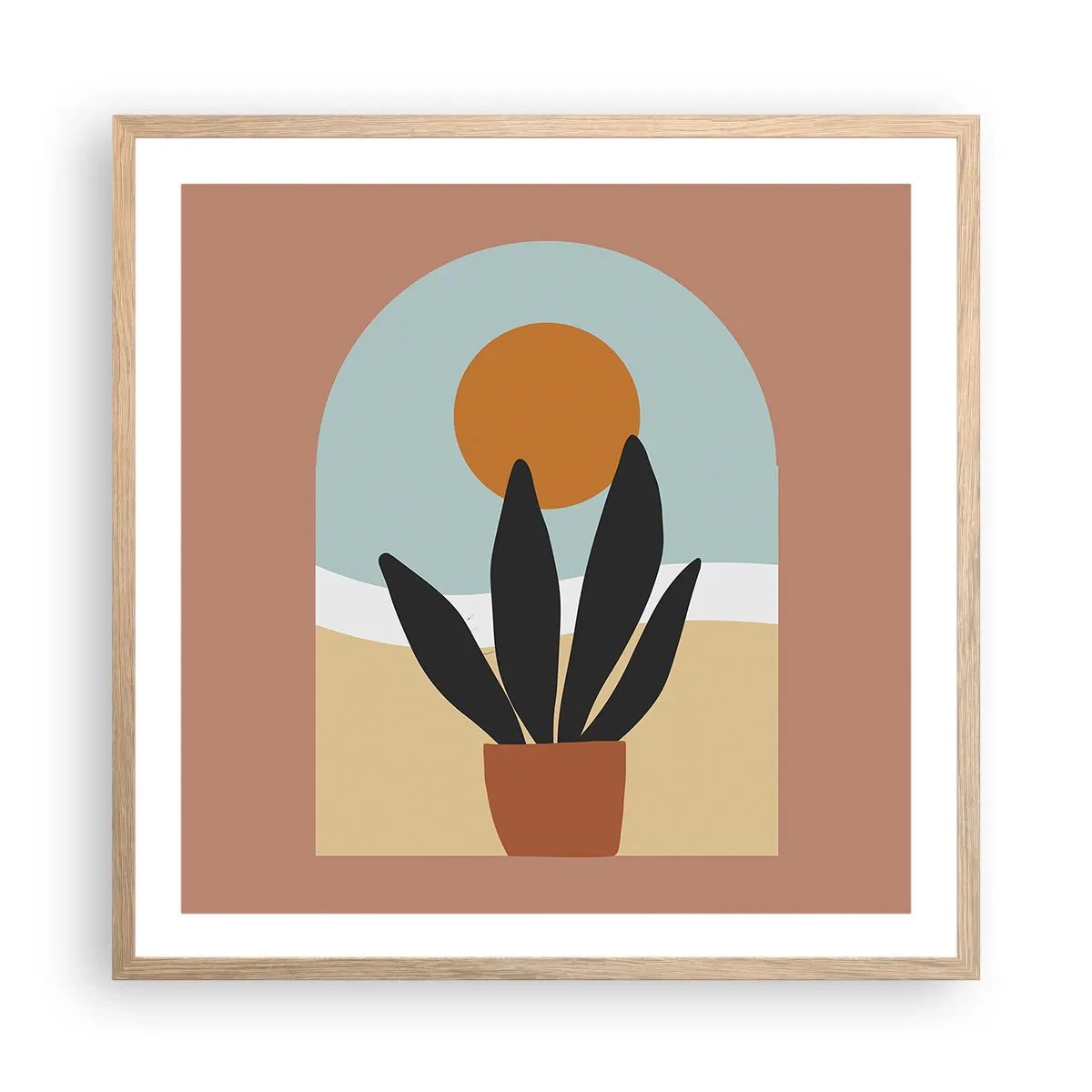 Poster in einem Rahmen aus heller Eiche - Kleine Freuden - 60x60 cm