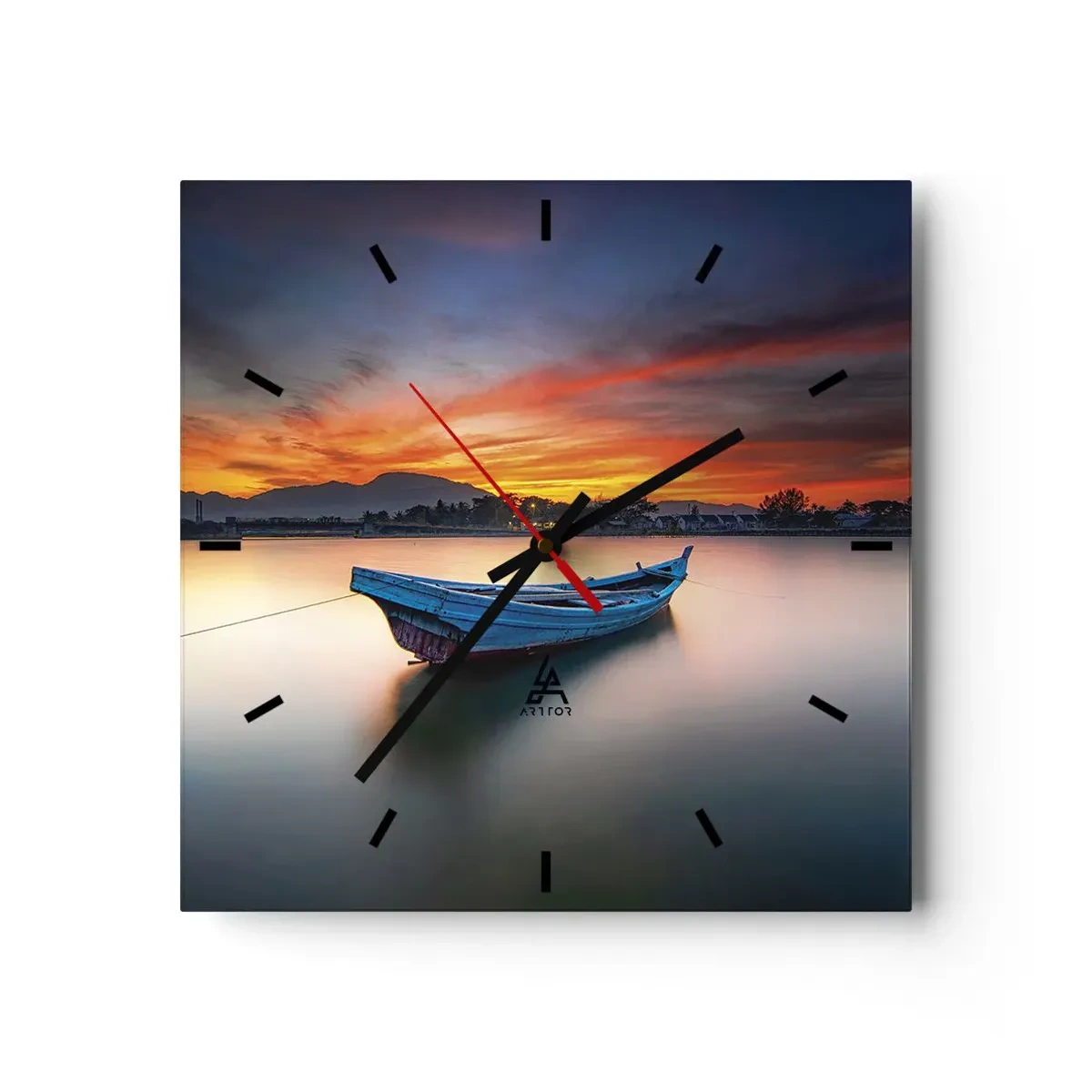 Wanduhr - Glasuhr - Eine gute Nacht kommt - 40x40 cm