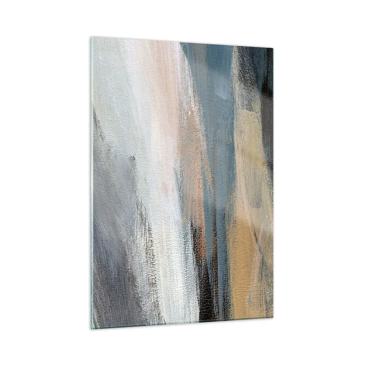 Glasbild - Bild auf glas - Eine abstrakte Landschaft in kühlen und erdigen Farben. - 50x70cm - Abstraktion: nördliche Landschaft - Moderne Wanddekoration für Wohnzimmer und Schlafzimmer ARTTOR