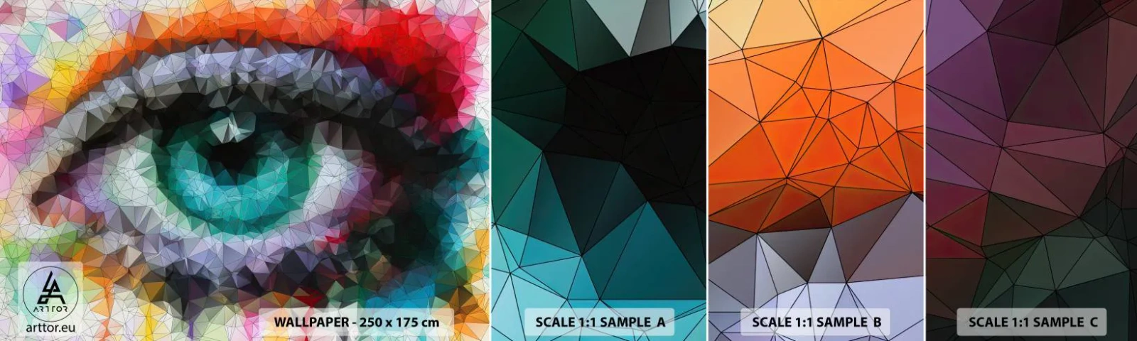 Fototapetenmuster Standard Eco - Kristallines Leuchten der Augen - Abstraktion, Auge, Grafik - 100x30 cm