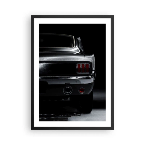 Poster in einem schwarzem Rahmen - Eine stilvolle Interpretation des Hecks eines Oldtimers - 50x70cm - Charme des Klassikers - Moderne Wanddekoration für Wohnzimmer und Schlafzimmer ARTTOR