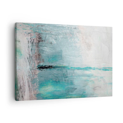 Bild auf Leinwand - Leinwandbild - Abstraktion in Türkis- und Grautönen - 70x50cm - Horizontal in Blau - Moderne Wanddekoration für Wohnzimmer und Schlafzimmer ARTTOR