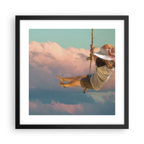 Poster in einem schwarzem Rahmen - Spaß in den Wolken - 40x40 cm