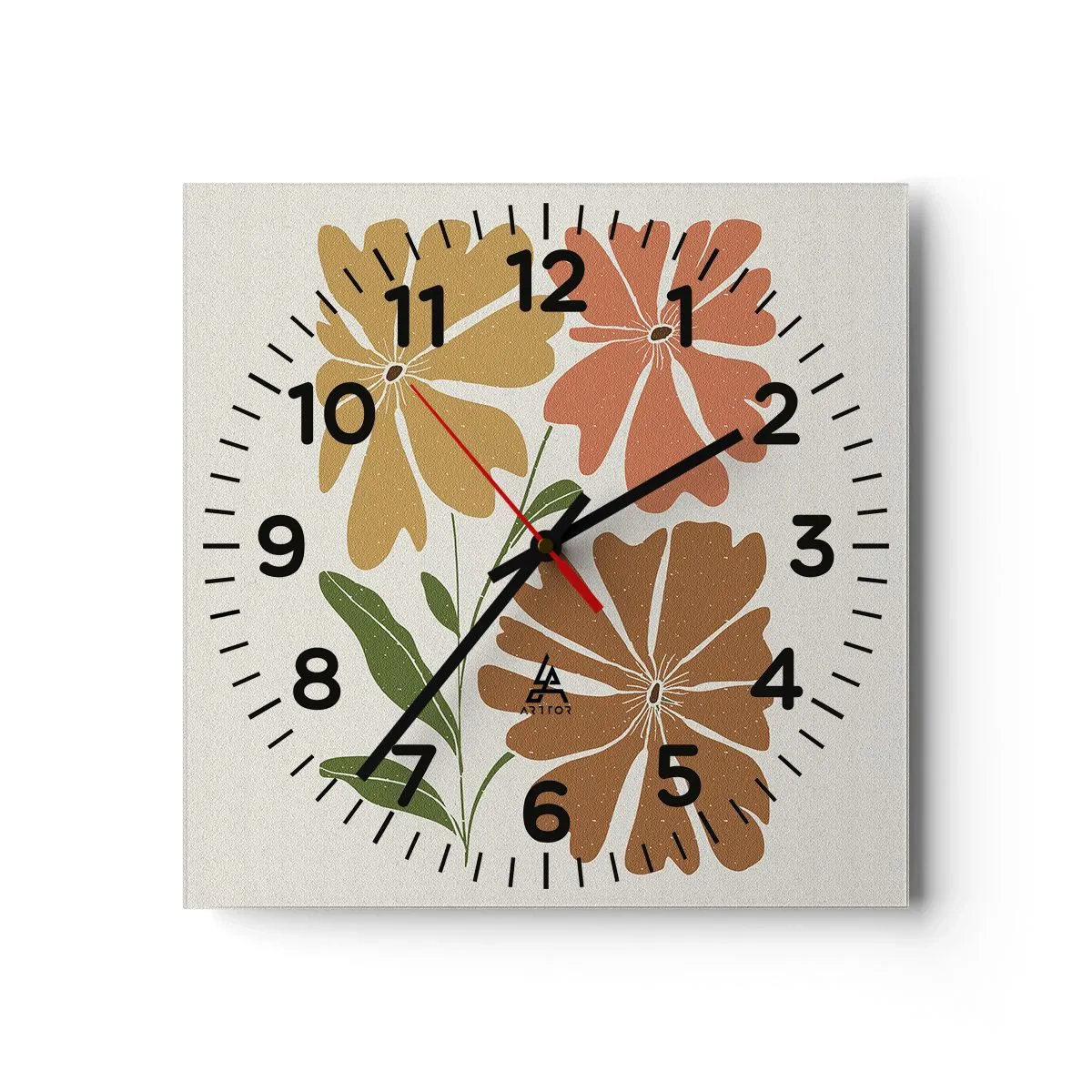 Wanduhr - Glasuhr - Natur und Geometrie - 30x30 cm