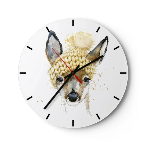 Wanduhr - Glasuhr - Für den Winter im verschneiten Wald - 40x40 cm