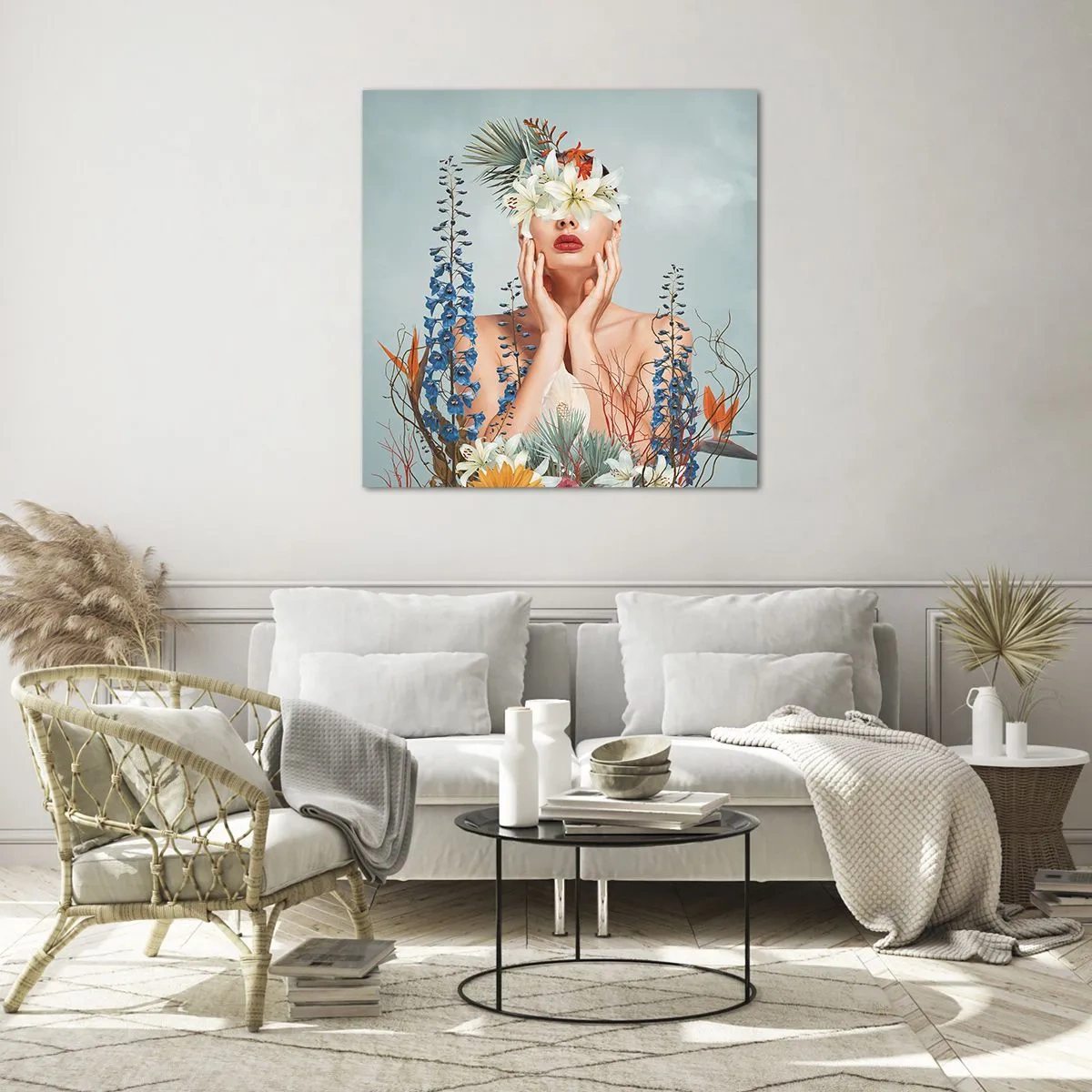 Glasbild - Bild auf glas - Frau - Blume - 50x50 cm