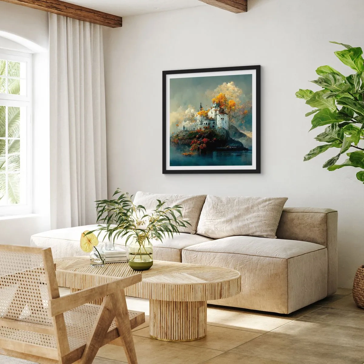 Poster in einem schwarzem Rahmen - Beginn einer romantischen Geschichte - 60x60 cm