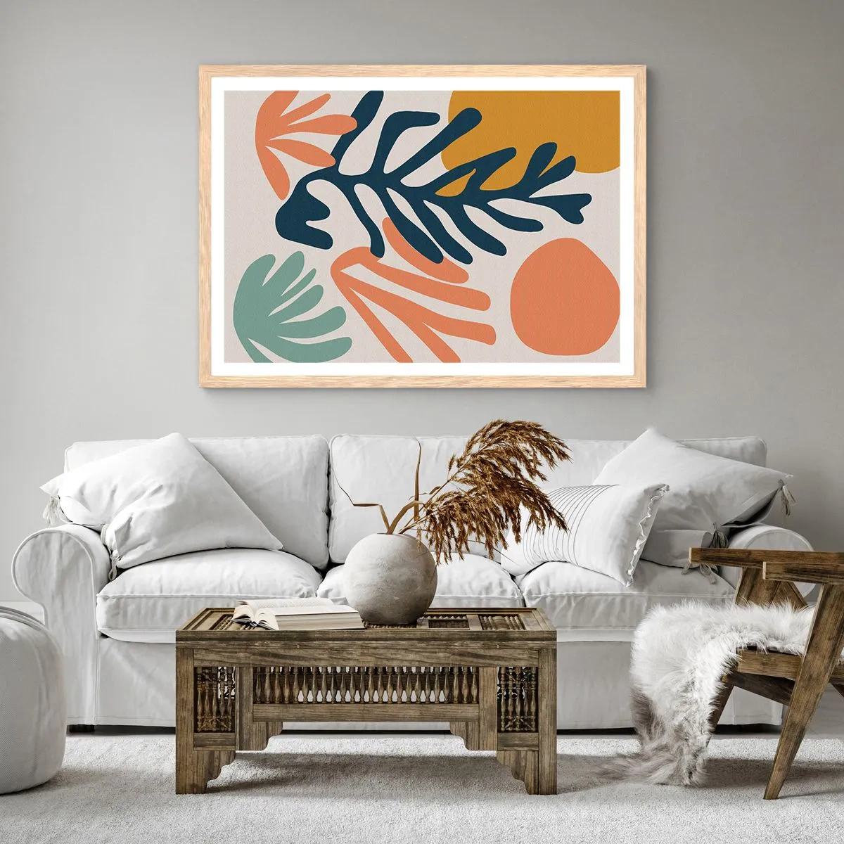 Poster in einem Rahmen aus heller Eiche - Korallenmeere - 91x61 cm