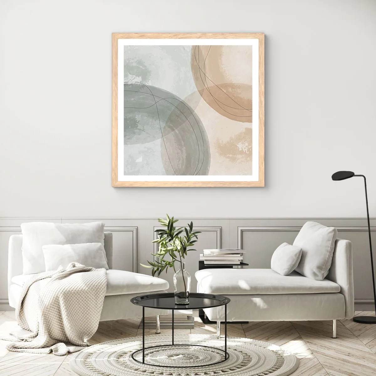 Poster in einem Rahmen aus heller Eiche - Welten durchdringen - 60x60 cm