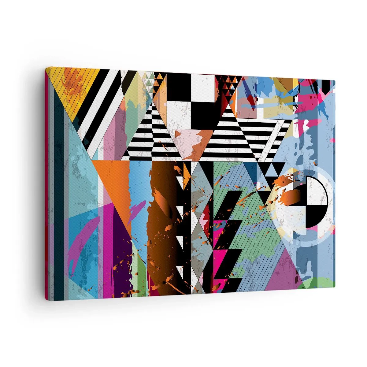 Bild auf Leinwand - Leinwandbild - Abstrakte geometrische Komposition mit lebendigen Farben - 70x50cm - Geometrisch und organisch - Moderne Wanddekoration für Wohnzimmer und Schlafzimmer ARTTOR