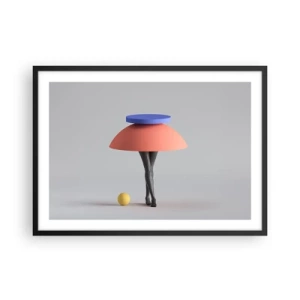 Poster in einem schwarzem Rahmen - Abstrakte geometrische Komposition mit Beinen und einem Ball - 70x50cm - Surrealistische Komposition - Moderne Wanddekoration für Wohnzimmer und Schlafzimmer ARTTOR
