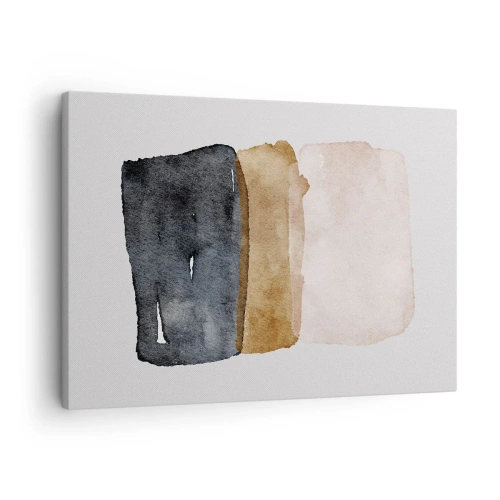 Bild auf Leinwand - Leinwandbild - Eine minimalistische Komposition aus drei Rechtecken in Erdtönen. - 70x50cm - Die Komposition der Farben der Erde - Moderne Wanddekoration für Wohnzimmer und Schlafzimmer ARTTOR