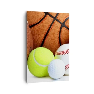 Bild auf Leinwand - Leinwandbild - Bälle verschiedener Sportarten - 80x120cm - Fußball verbindet uns! - Moderne Wanddekoration für Wohnzimmer und Schlafzimmer ARTTOR