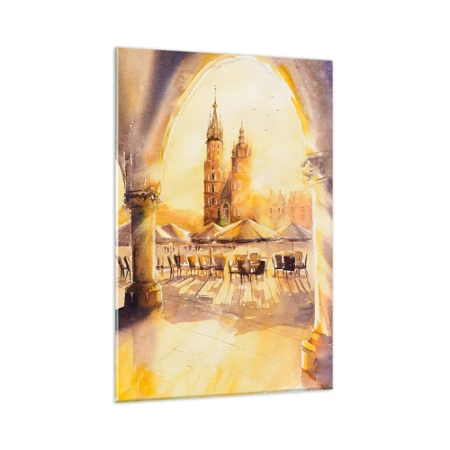 Glasbild - Bild auf glas - Östlich über dem Krakauer Marktplatz - 80x120 cm