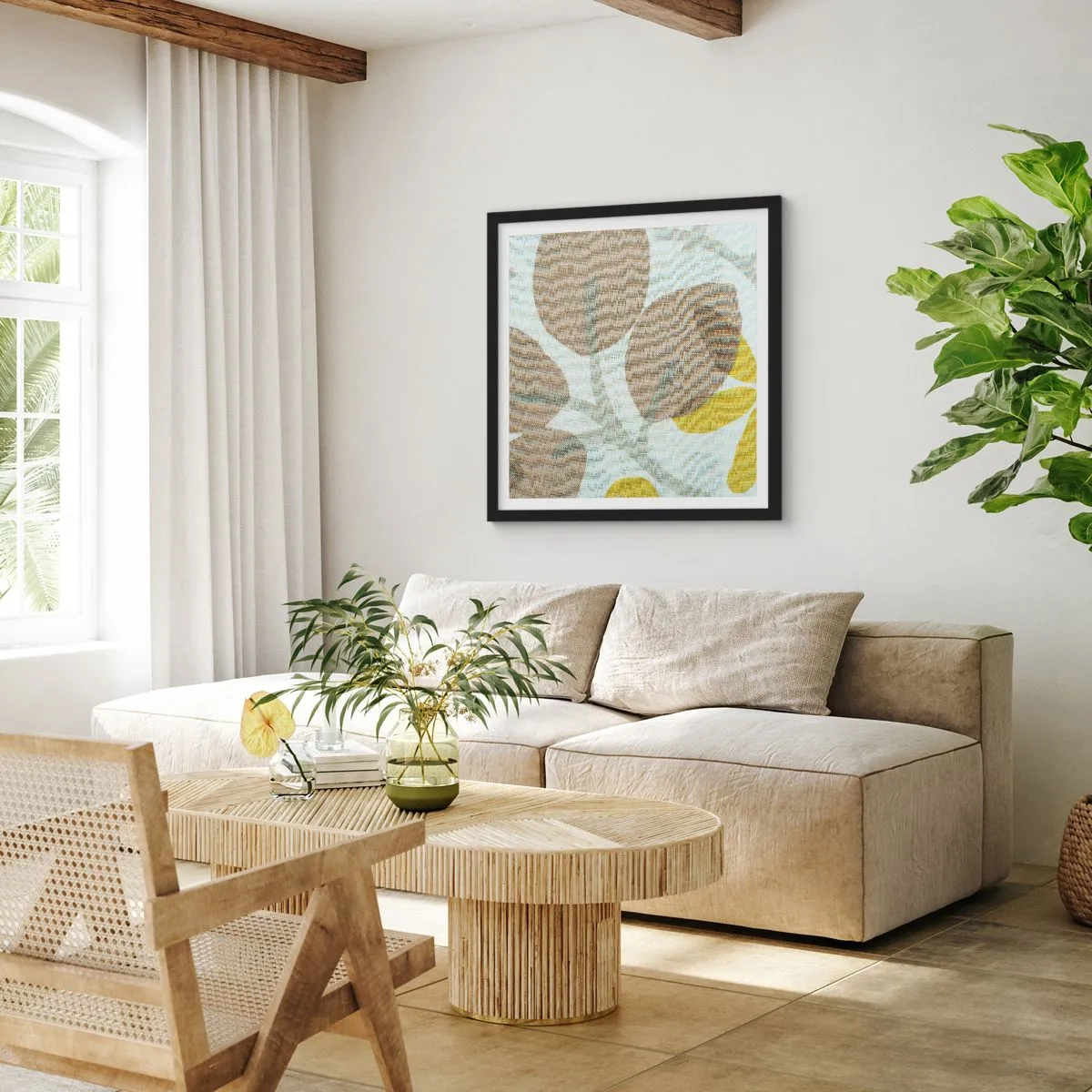 Poster in einem schwarzem Rahmen - Komposition in voller Sonne - 40x40 cm