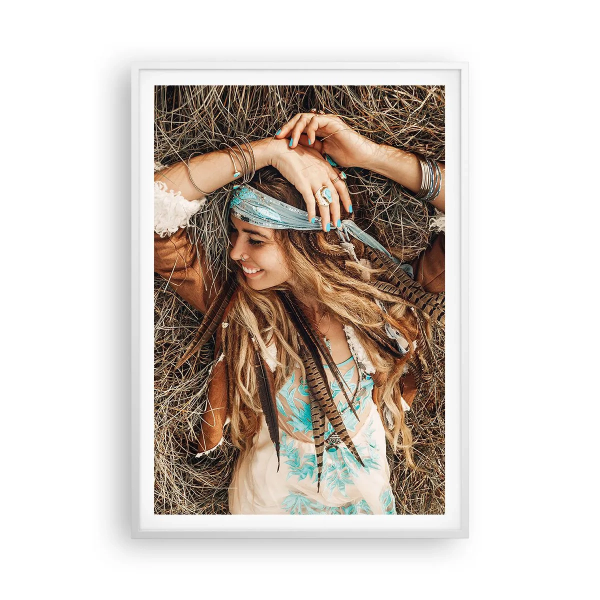 Poster in einem weißen Rahmen - Auf dem Weg in den Sommer der Liebe - 70x100 cm