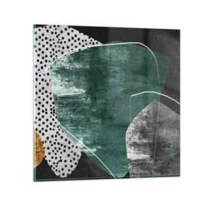 Glasbild - Bild auf glas - Bunte Abstraktion mit Blattgold - 50x50 cm