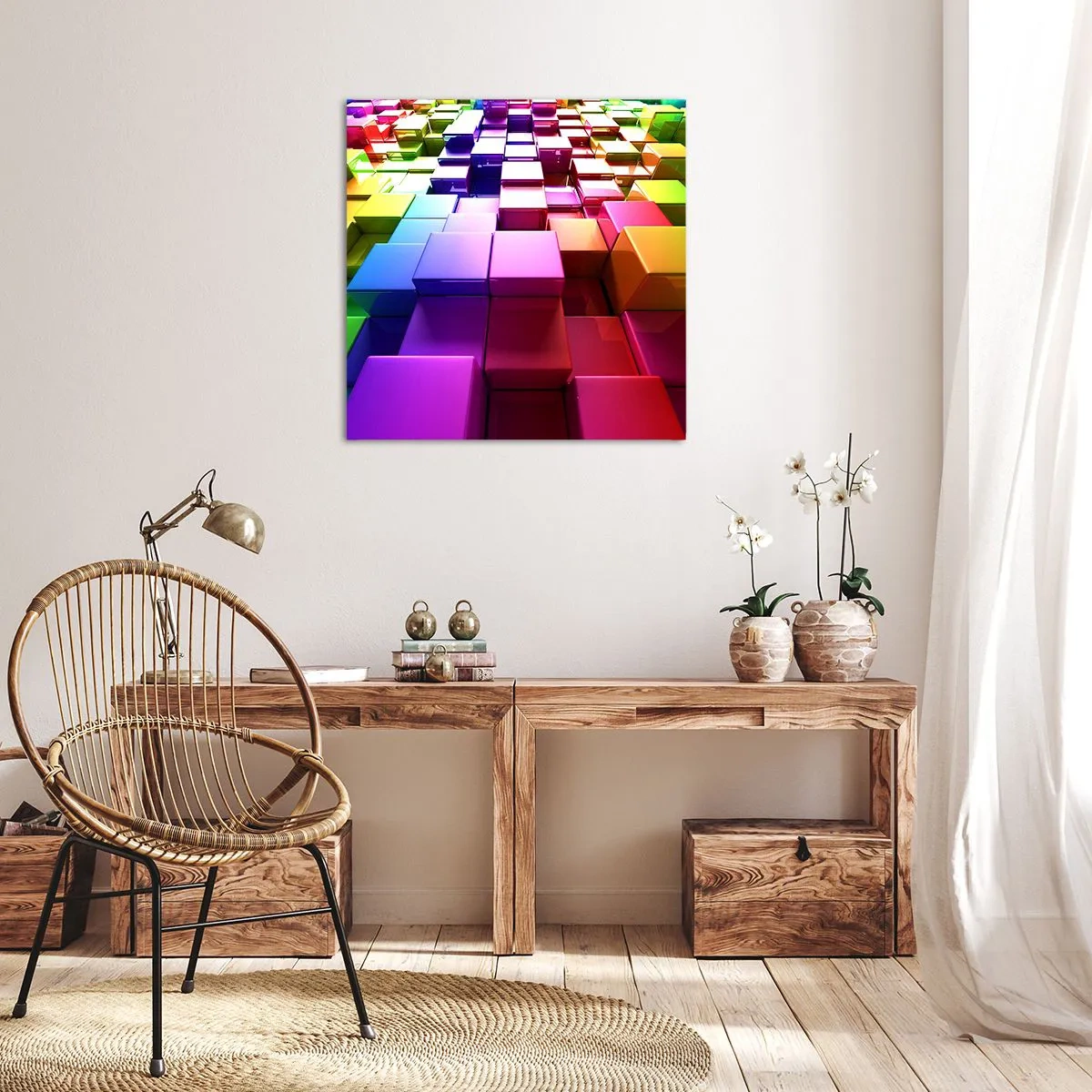 Bild auf Leinwand - Leinwandbild - Op-Art gemeinsam im Team - 70x70 cm