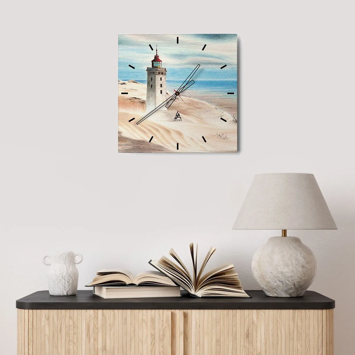 Wanduhr - Glasuhr - Immer aufs Meer starrend - 40x40 cm