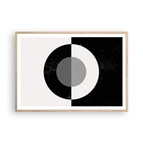 Poster in einem Rahmen aus heller Eiche - Harmonie in Schwarz und Weiß - 100x70 cm
