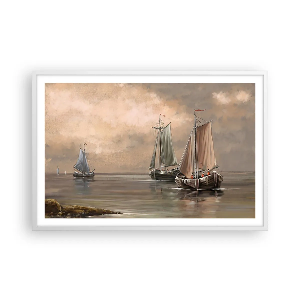 Poster in einem weißen Rahmen - Die Rückkehr der Matrosen - 91x61 cm