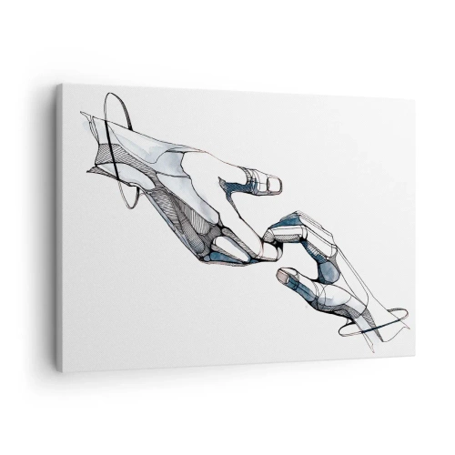 Bild auf Leinwand - Leinwandbild - Künstlerische Darstellung einer Hand in minimalistischer und geometrischer Form - 70x50cm - Eine gute Geste - Moderne Wanddekoration für Wohnzimmer und Schlafzimmer ARTTOR