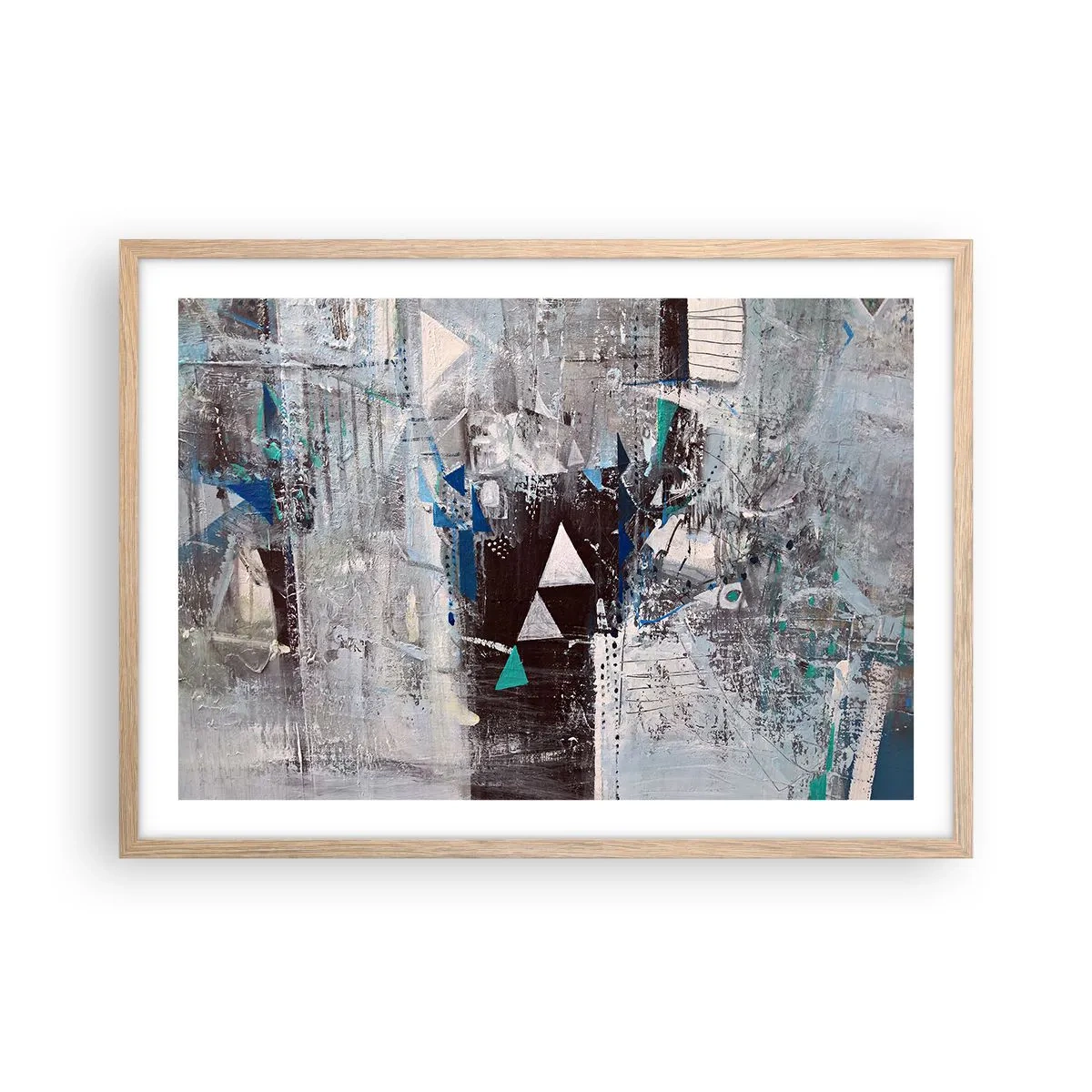 Poster in einem Rahmen aus heller Eiche - Überschreibende Reihenfolge der Dreiecke - 70x50 cm