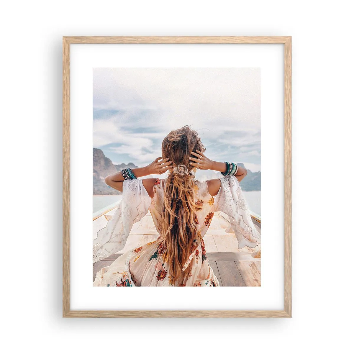 Poster in einem Rahmen aus heller Eiche - Auf dem Weg zum Glück - 40x50 cm