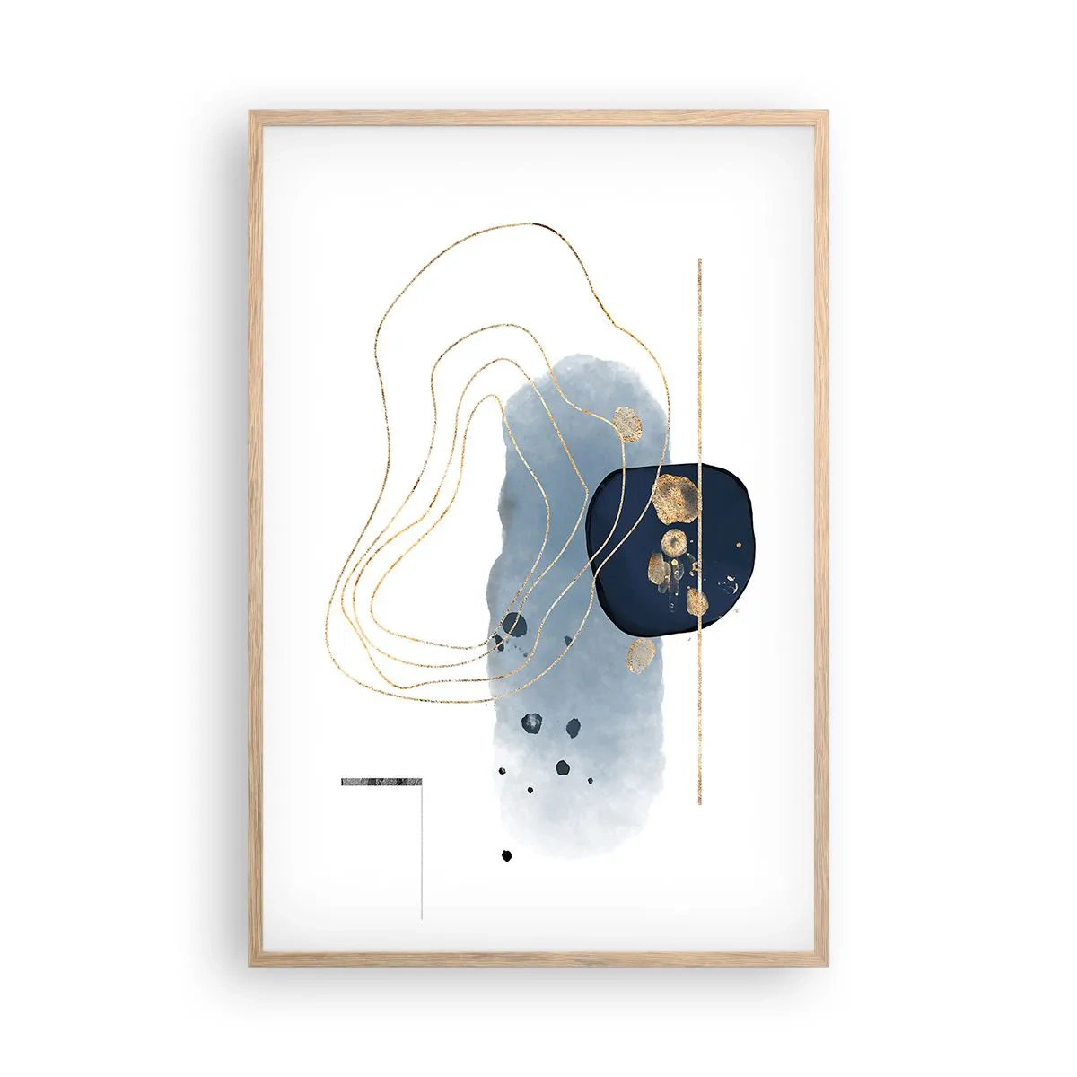 Poster in einem Rahmen aus heller Eiche - Blau-goldene Fantasie - 61x91 cm