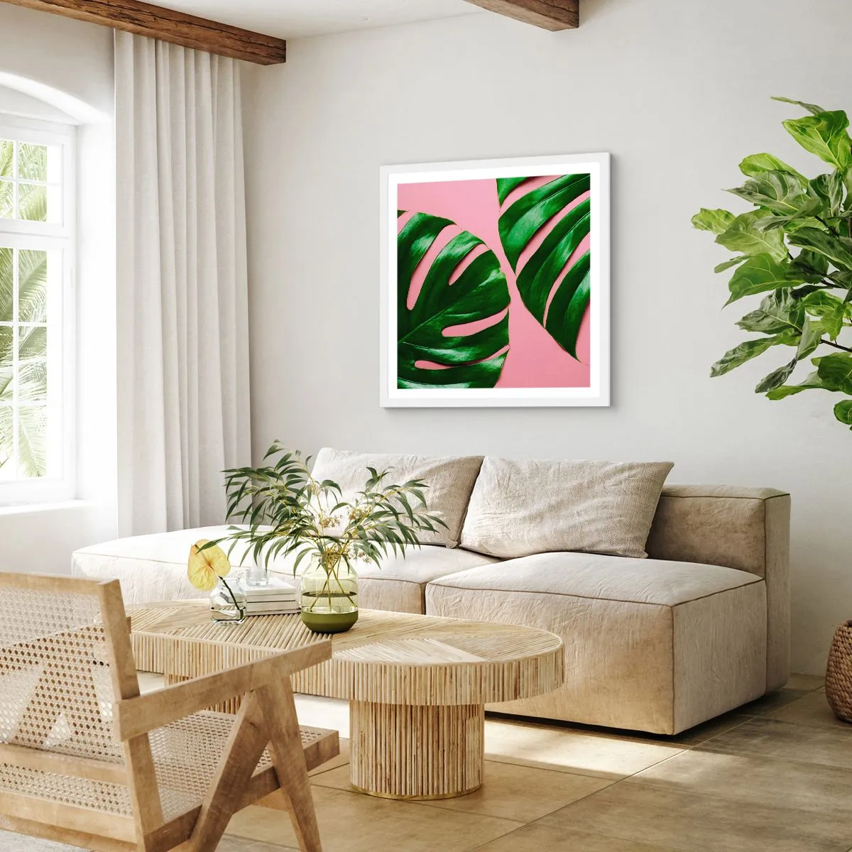 Poster in einem weißen Rahmen - Rendezvous im Grünen - 30x30 cm