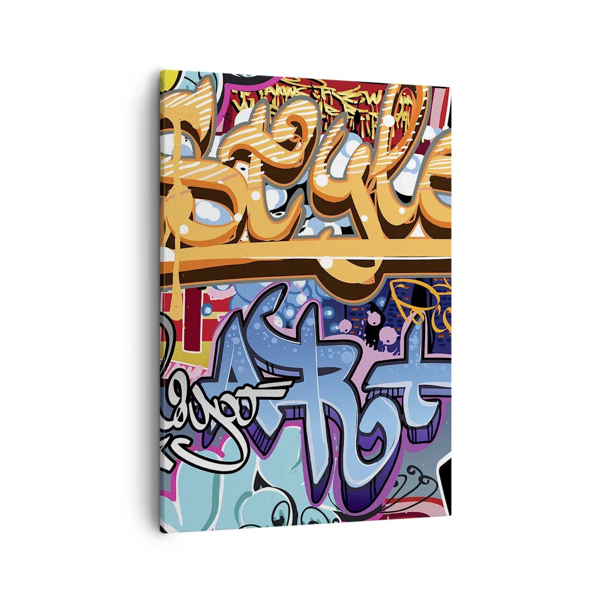 Bild auf Leinwand - Leinwandbild - Bunte Graffiti mit dynamischen Aufschriften und Illustrationen - 50x70cm - Wandbilder, Wandbilder, Wandbilder ... - Moderne Wanddekoration für Wohnzimmer und Schlafzimmer ARTTOR