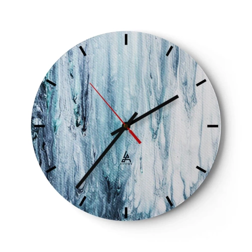 Wanduhr - Glasuhr - Abstrakter Wasserfall in Blautönen - 30x30cm - Blaue Eiszapfen - Moderne Wanddekoration für Wohnzimmer, Küche und Schlafzimmer ARTTOR