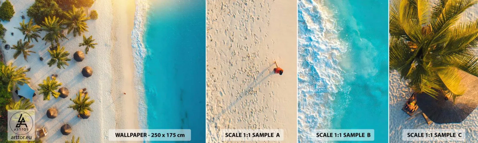 Fototapeten Muster Selbstklebend Deluxe Sticker - Willkommen im Paradies - Strand, Palmen, Exotik - 100x30 cm