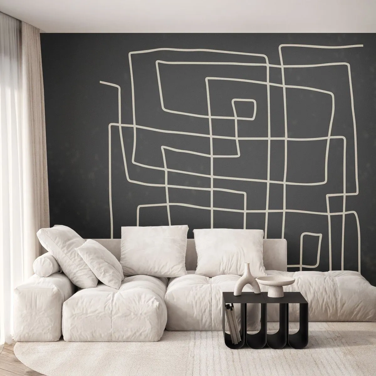 Fototapete Premium Sand - Nicht so einfach - Abstraktion, Stück, Schwarz und weiß - 500x350 cm