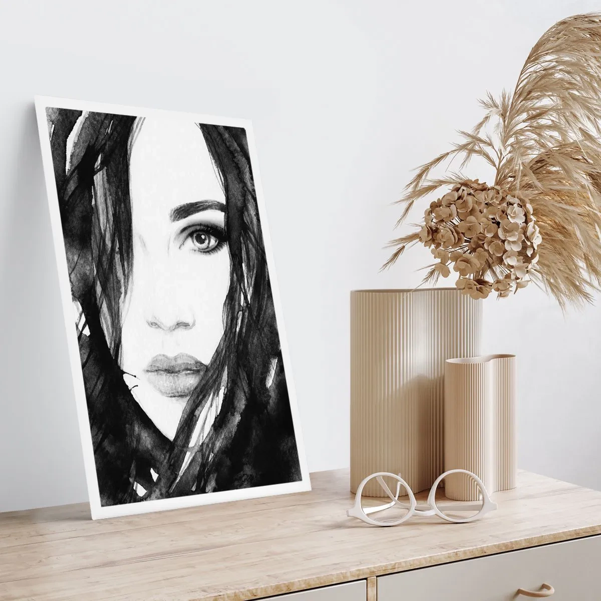 Poster - Porträt einer Dame in Schwarzweiß - 40x50 cm