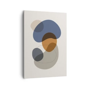 Bild auf Leinwand - Leinwandbild - Abstrakte bunte Formen in Blau- und Brauntönen - 50x70cm - Farbtropfen - Moderne Wanddekoration für Wohnzimmer und Schlafzimmer ARTTOR