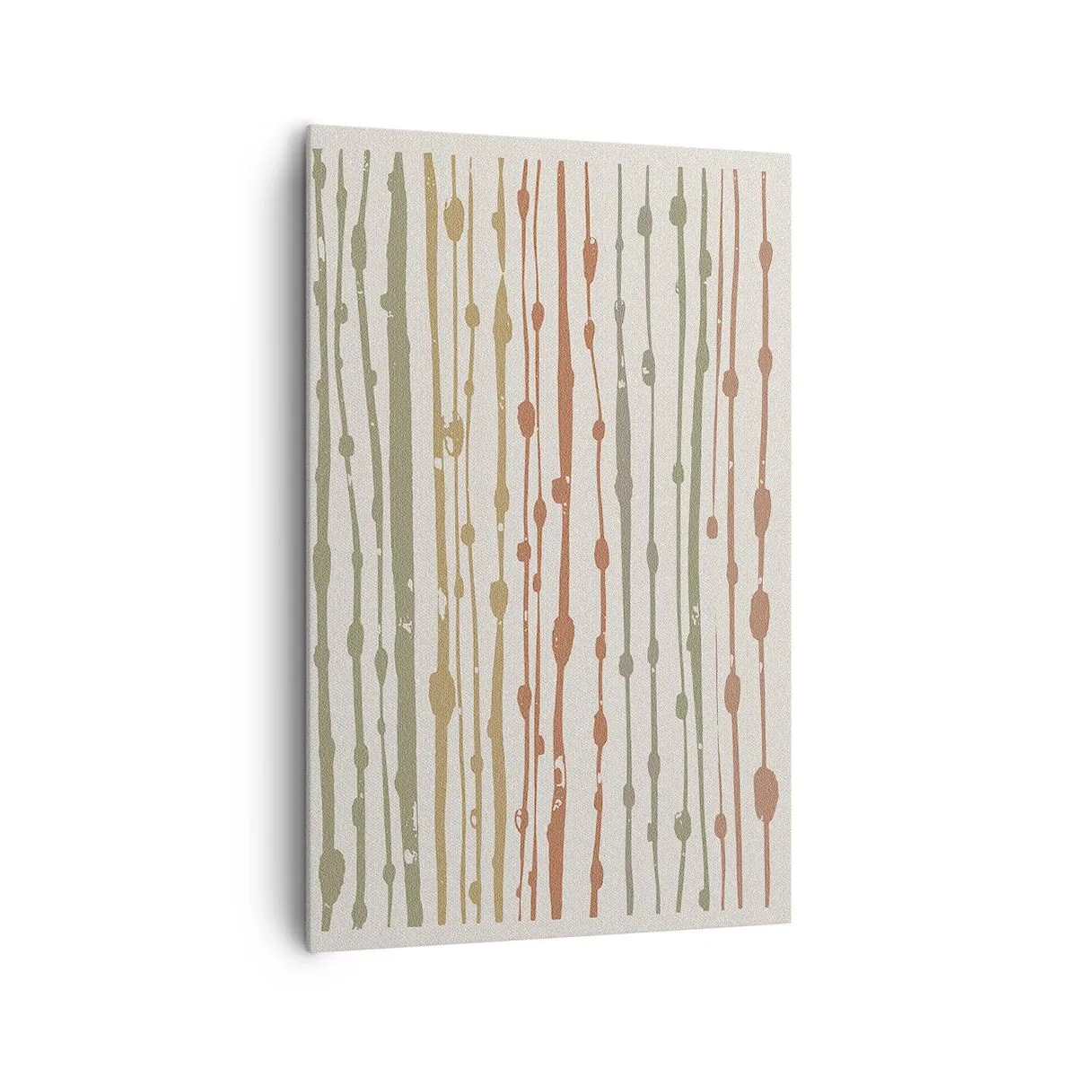 Bild auf Leinwand - Leinwandbild - Ein Linienmuster in warmen Farbtönen auf hellem Hintergrund - 80x120cm - Musikalische Notation von Farben - Moderne Wanddekoration für Wohnzimmer und Schlafzimmer ARTTOR