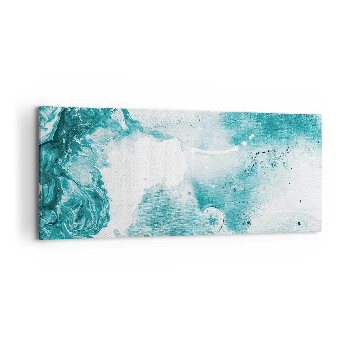 Bild auf Leinwand - Leinwandbild - Abstraktion in Blautönen mit zarten Akzenten in Weiß - 120x50cm - Morast von Blau - Moderne Wanddekoration für Wohnzimmer und Schlafzimmer ARTTOR