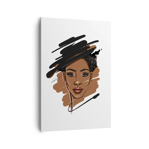 Bild auf Leinwand - Leinwandbild - Porträt einer Frau mit künstlerischen Pinselstrichen - 70x100cm - Süß wie Schokolade - Moderne Wanddekoration für Wohnzimmer und Schlafzimmer ARTTOR