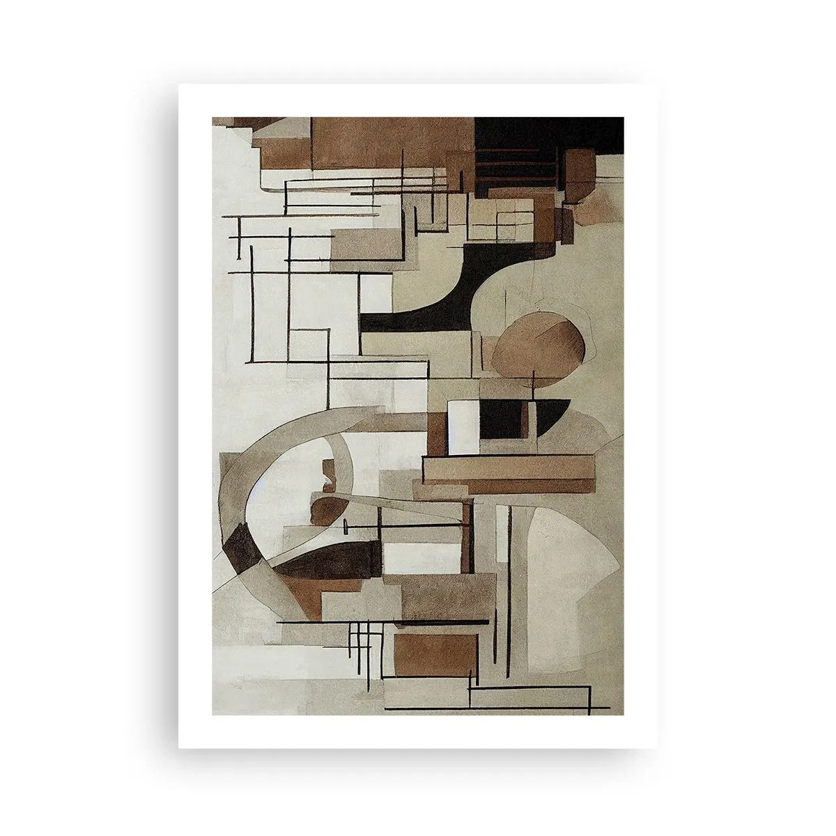 Poster - Geometrische Abstraktion in Braun- und Beigetönen - 50x70cm - Stadtbild 2.0 - Moderne Wanddekoration für Wohnzimmer und Schlafzimmer ARTTOR